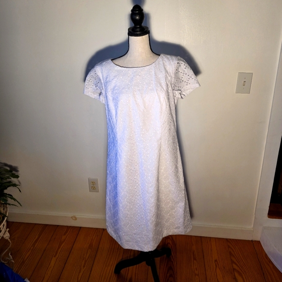Talbots Dresses & Skirts - Talbots Elegant White Eyelet /leaf Dress‎ 12